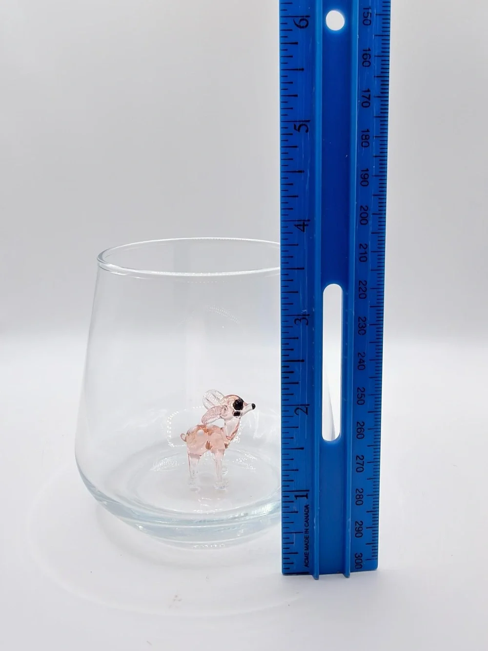 Minizoo Clear Glass Accent Vase with Pink Bambi Deer Figurine